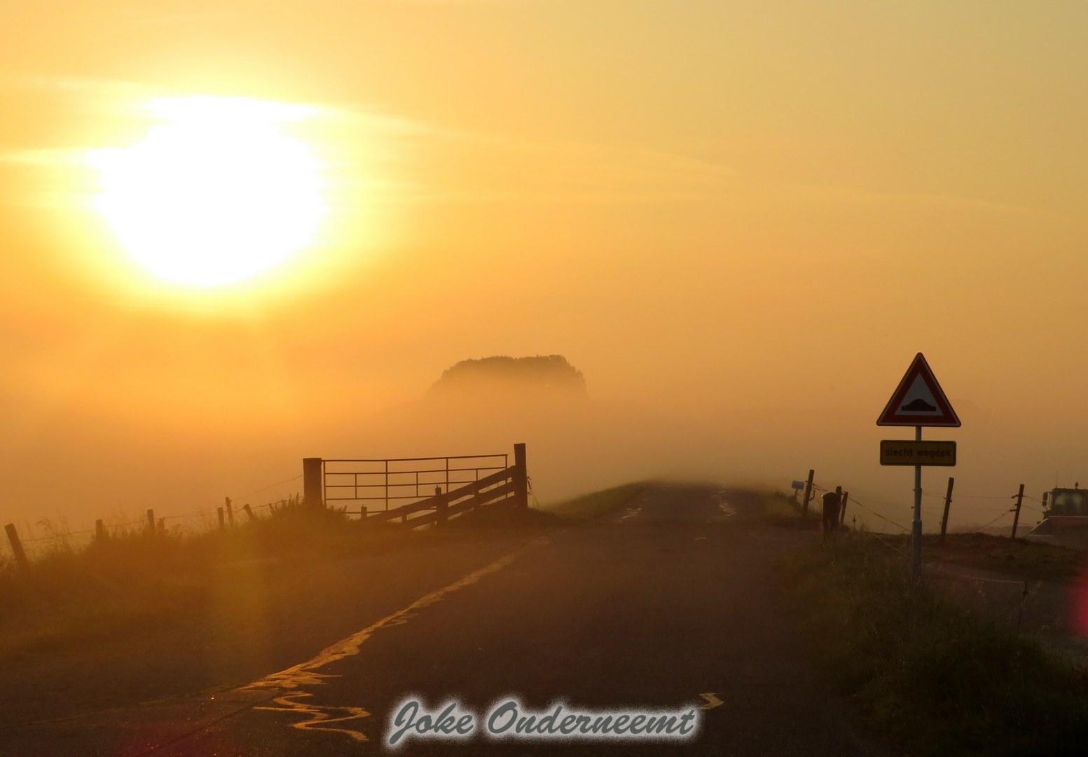 Dikke mist om 7.00 uur maar mooie foto’s