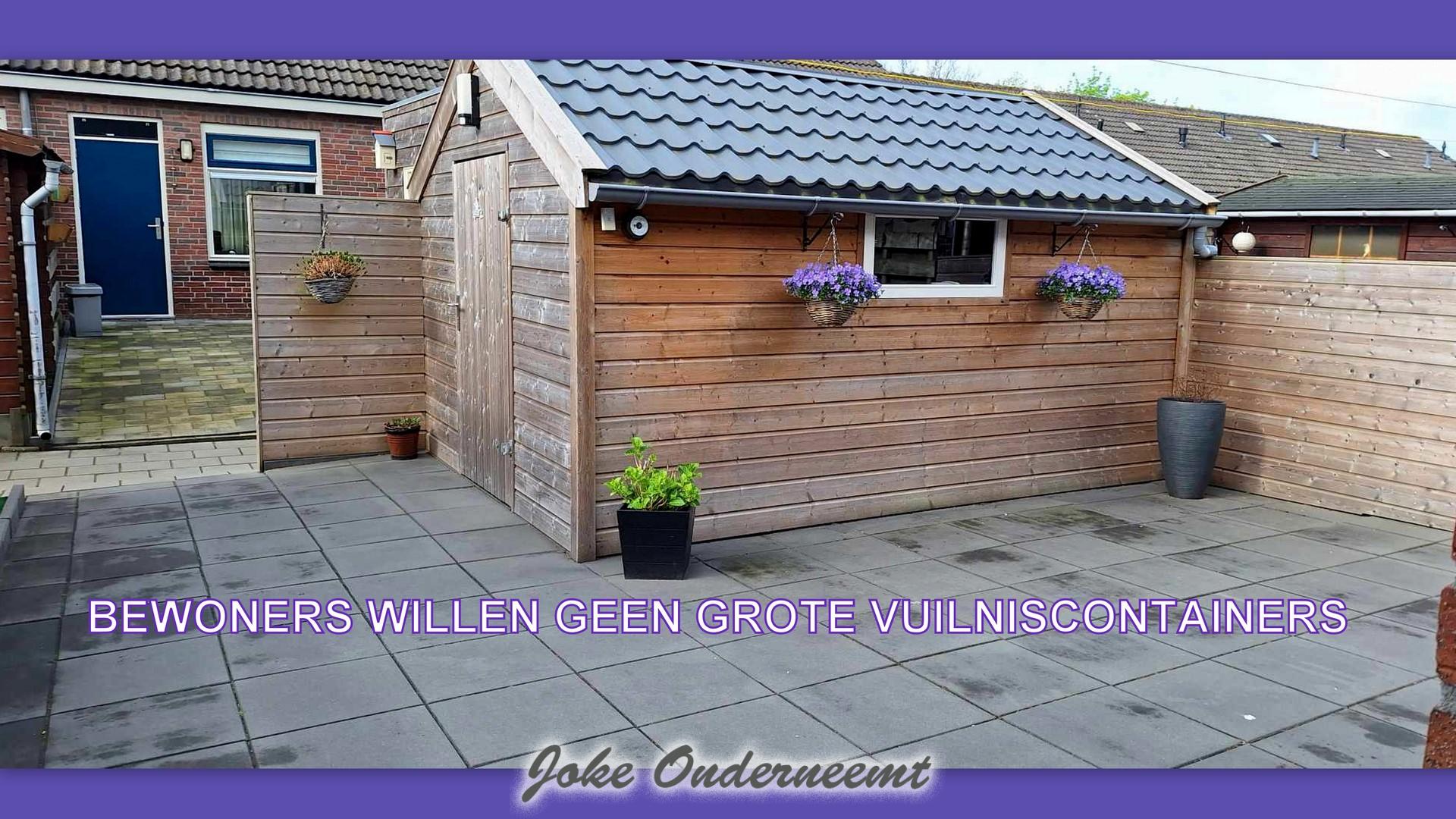 Bewoners aanleunwoningen De Meente willen GEEN GROTE CONTAINERS !