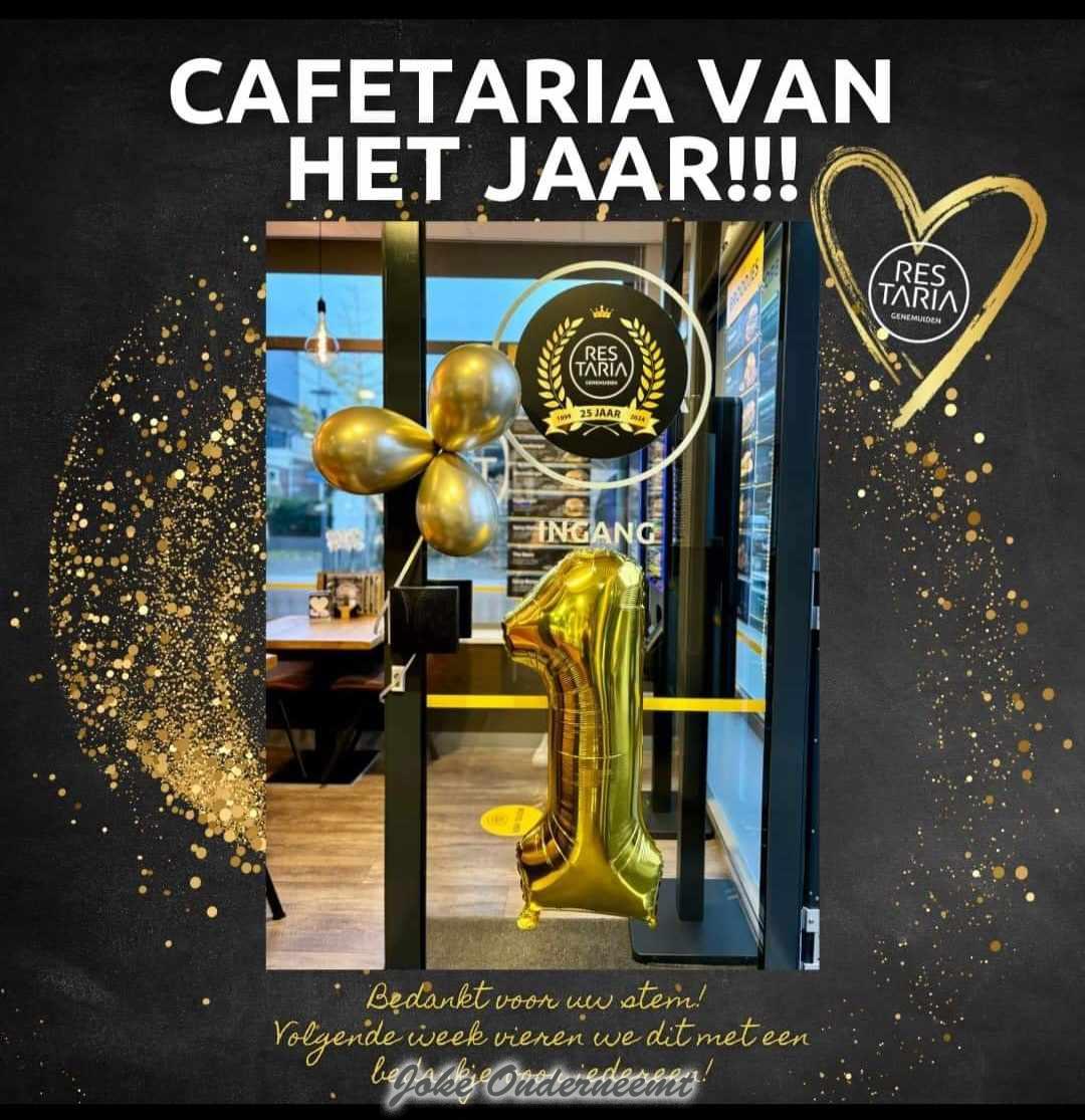 Restaria op 1e plaats en dus Cafetaria van het jaar GEFELICITEERD