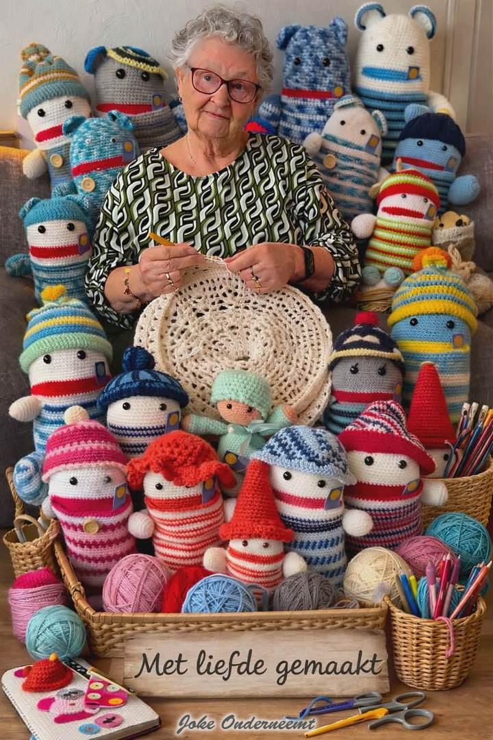 Anneke van Dijk heeft al duizenden kilometers wol gehaakt in 70 jaar